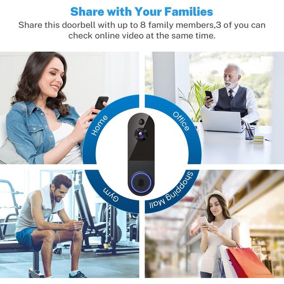 Wireless Video Doorbell Camera with Receiver, AI Detection, 2-Way Talk, 2.4G - Picture 5 of 8